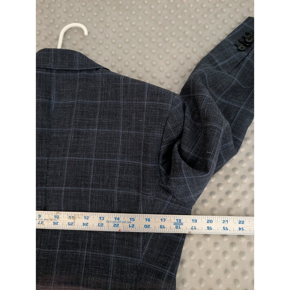 Sid Mashburn Blazer Men's 36S Navy Check Wool Silk Linen Suit Jacket Half Lined - Picture 7 of 16